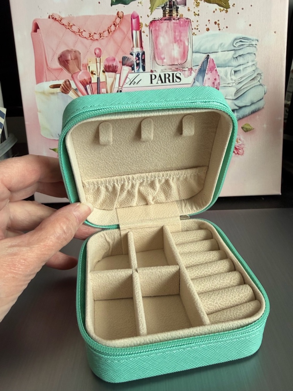 Travel Jewelry Case - Compact Zip Organizer Mint Green New in Box - Picture 3 of 6